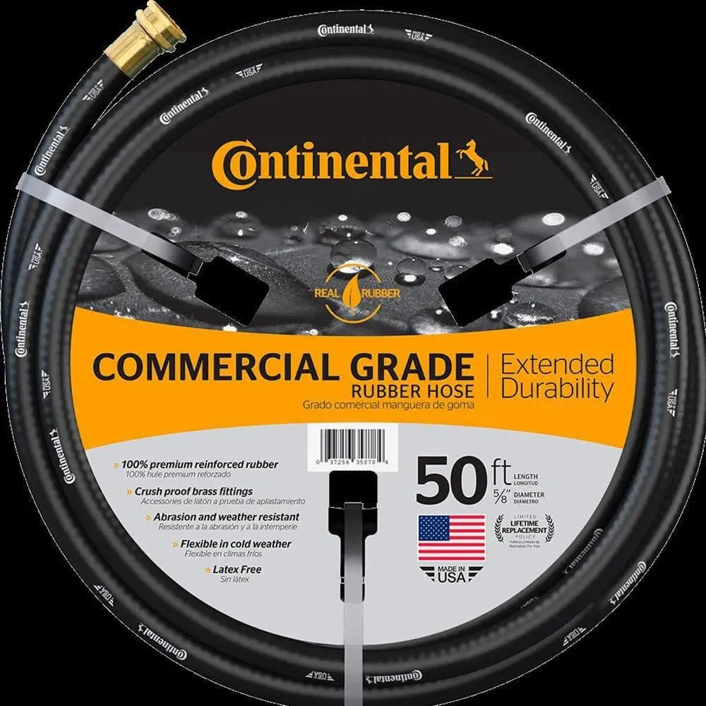Continental Premium 5/8 in. Dia x 50 ft. Commercial Grade Rubber Black Water Hose
