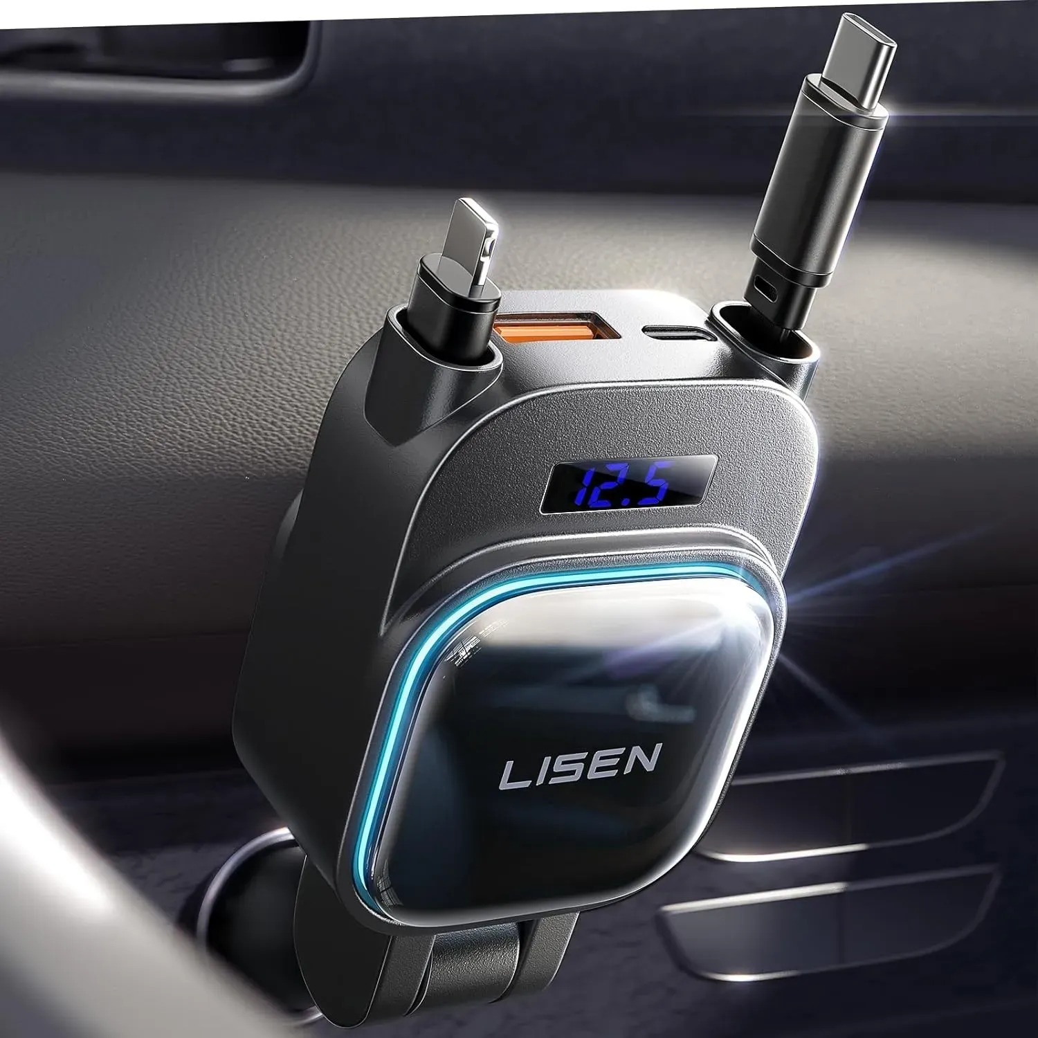 LISEN 96W Retractable USB-C Car Charger product photo