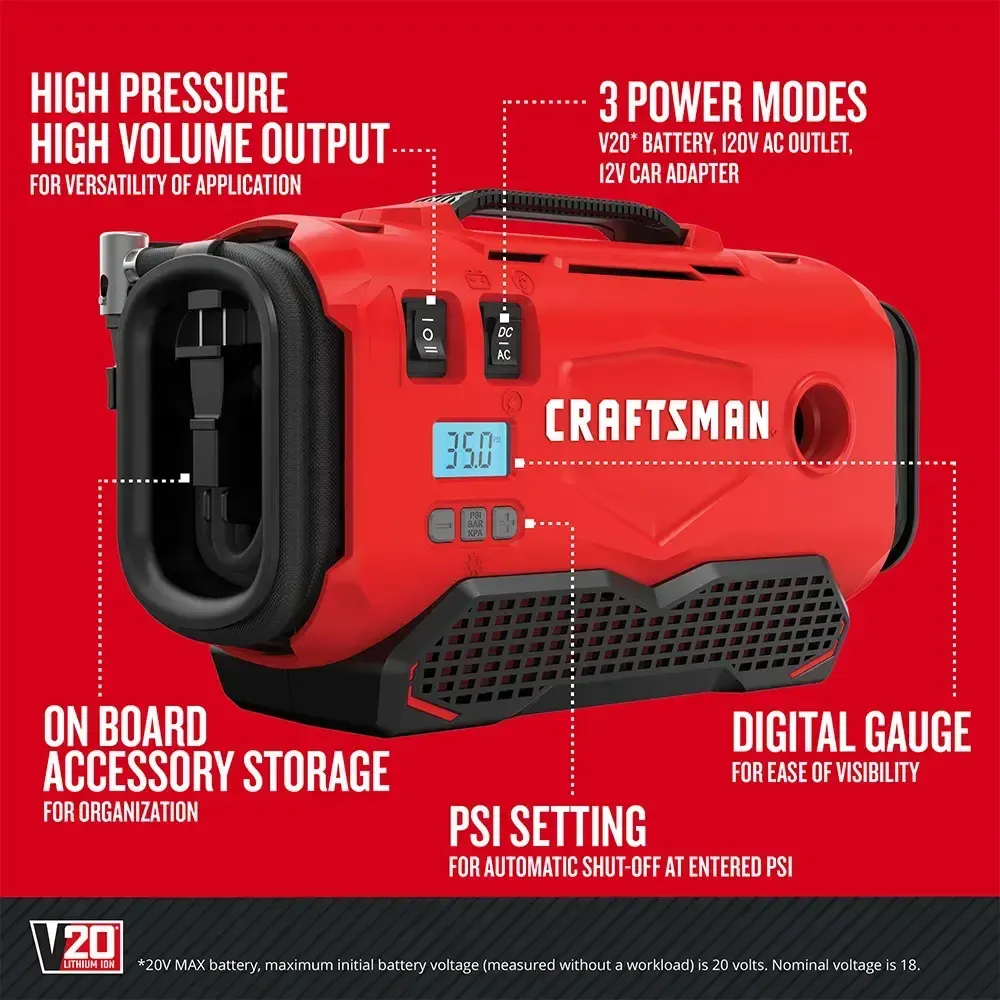 Craftsman V20 Cordless Tire Inflator product photo