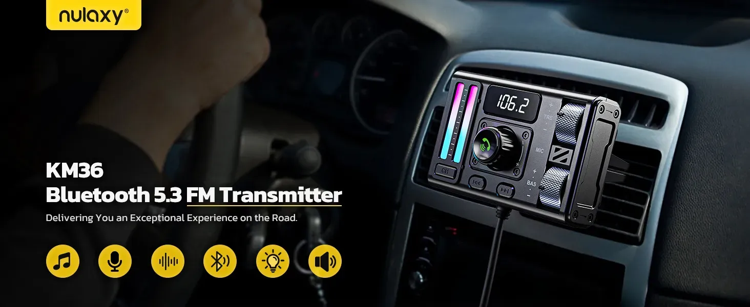 Nulaxy Bluetooth 5.3 FM Transmitter Car Adapter product photo