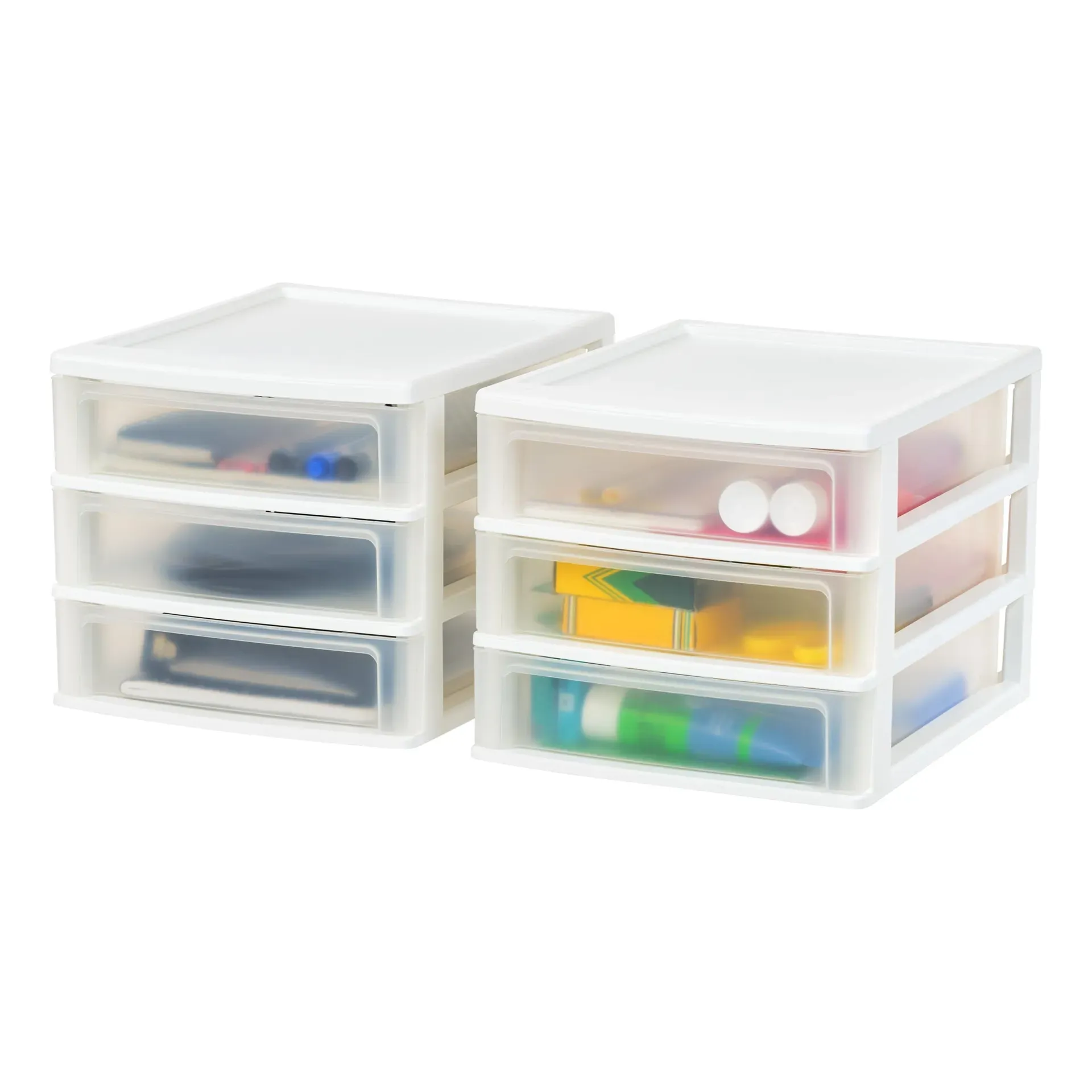 IRIS USA Plastic Stacking Desk Top 3-Drawer Storage Organizer product photo