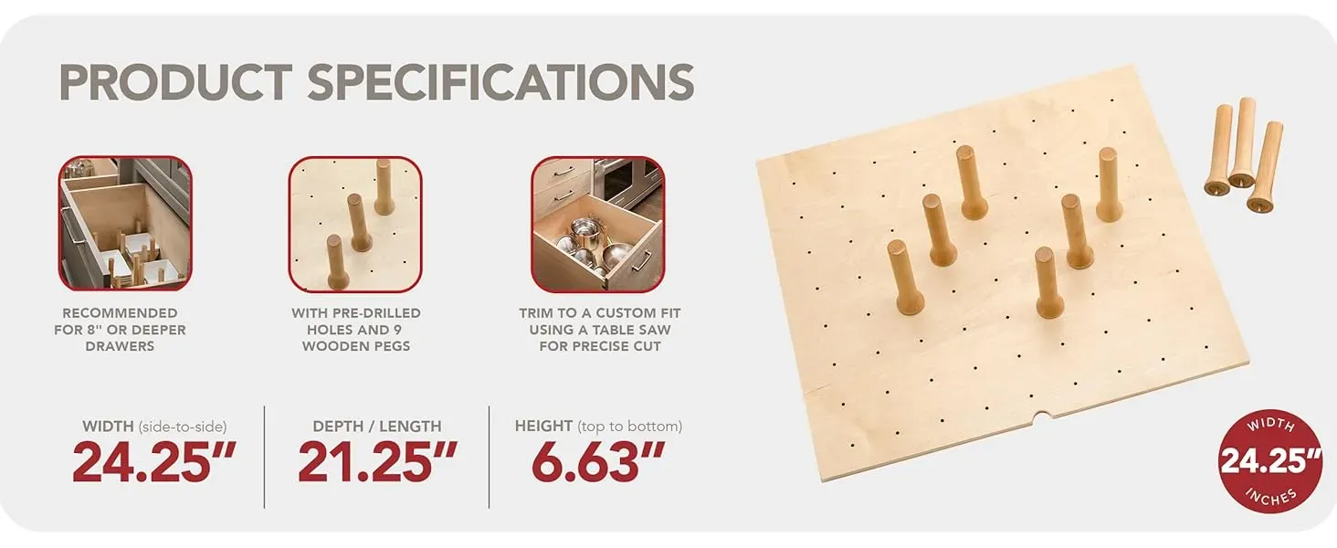 Rev-A-Shelf Trimmable Pegboard Drawer Organizer product photo