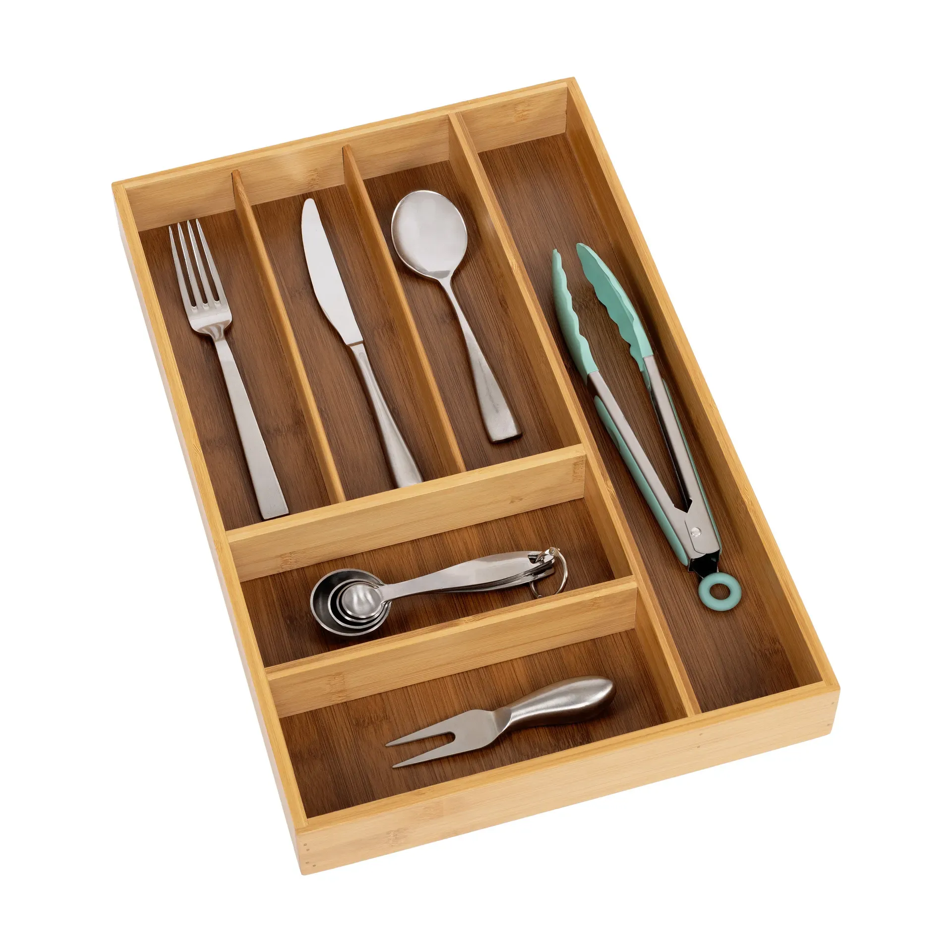 Seville Classics Bamboo Adjustable Flatware & Kitchen Utensils Drawer Organizer product photo