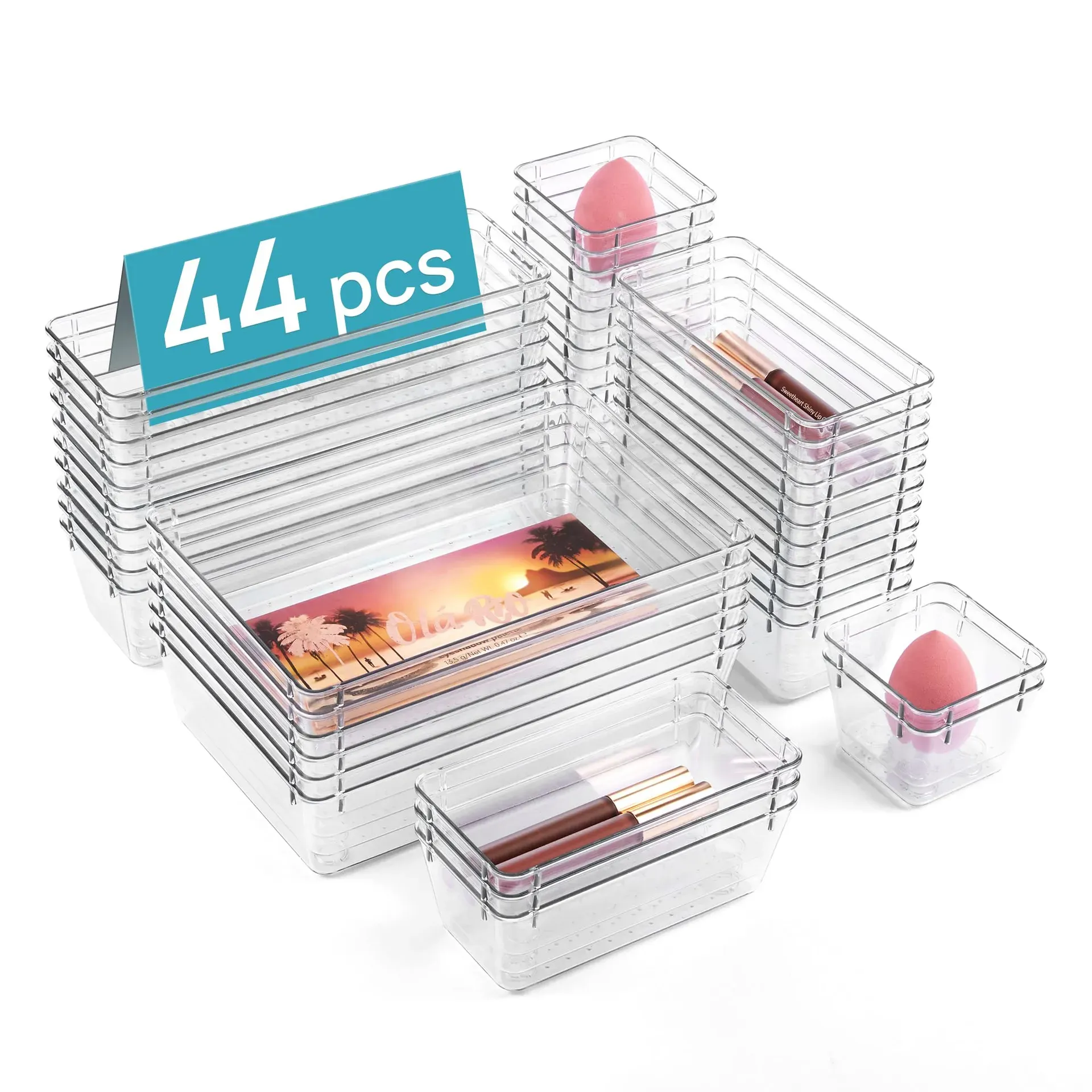 Vtopmart 44 PCS Clear Plastic Drawer Organizers Set product photo
