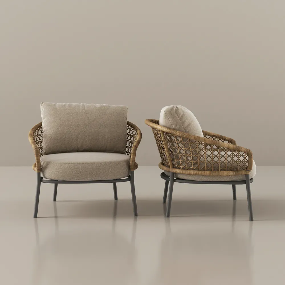 Povison Modern Wicker Outdoor Lounge Chairs Set of 2 product photo