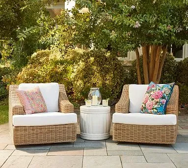 Huntington Wicker Slope-Arm Swivel Outdoor Lounge Chair product photo