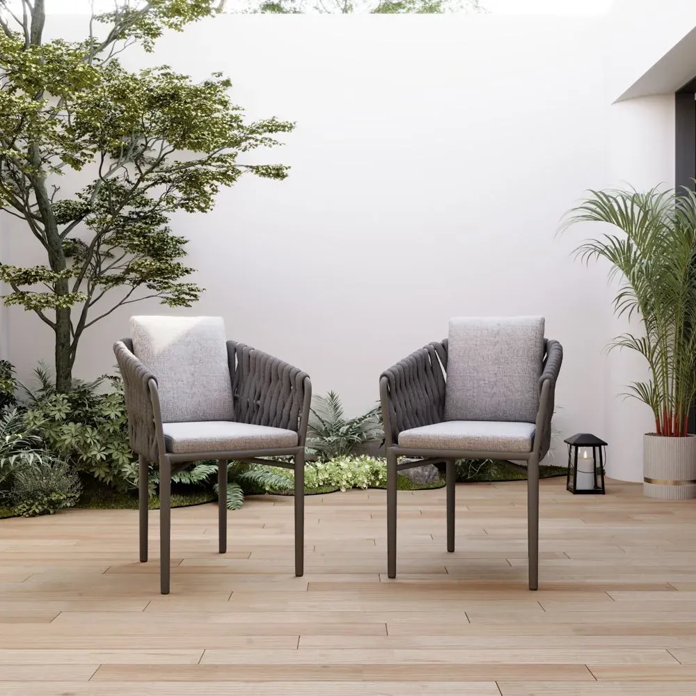 Povison Modern Wicker Outdoor Lounge Chairs Set of 2 product photo