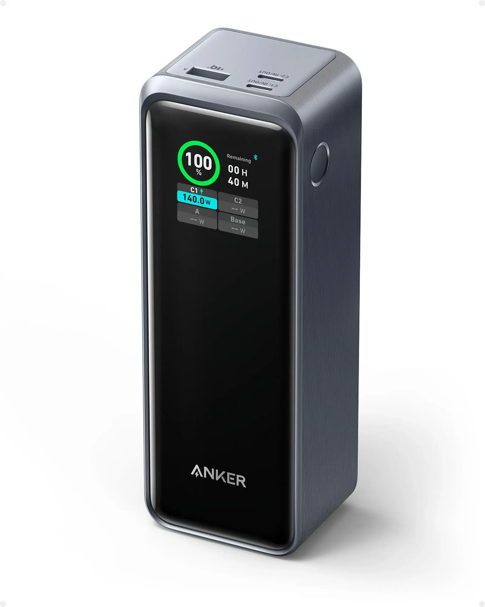 Anker Prime 27650mAh power bank showing multiple ports