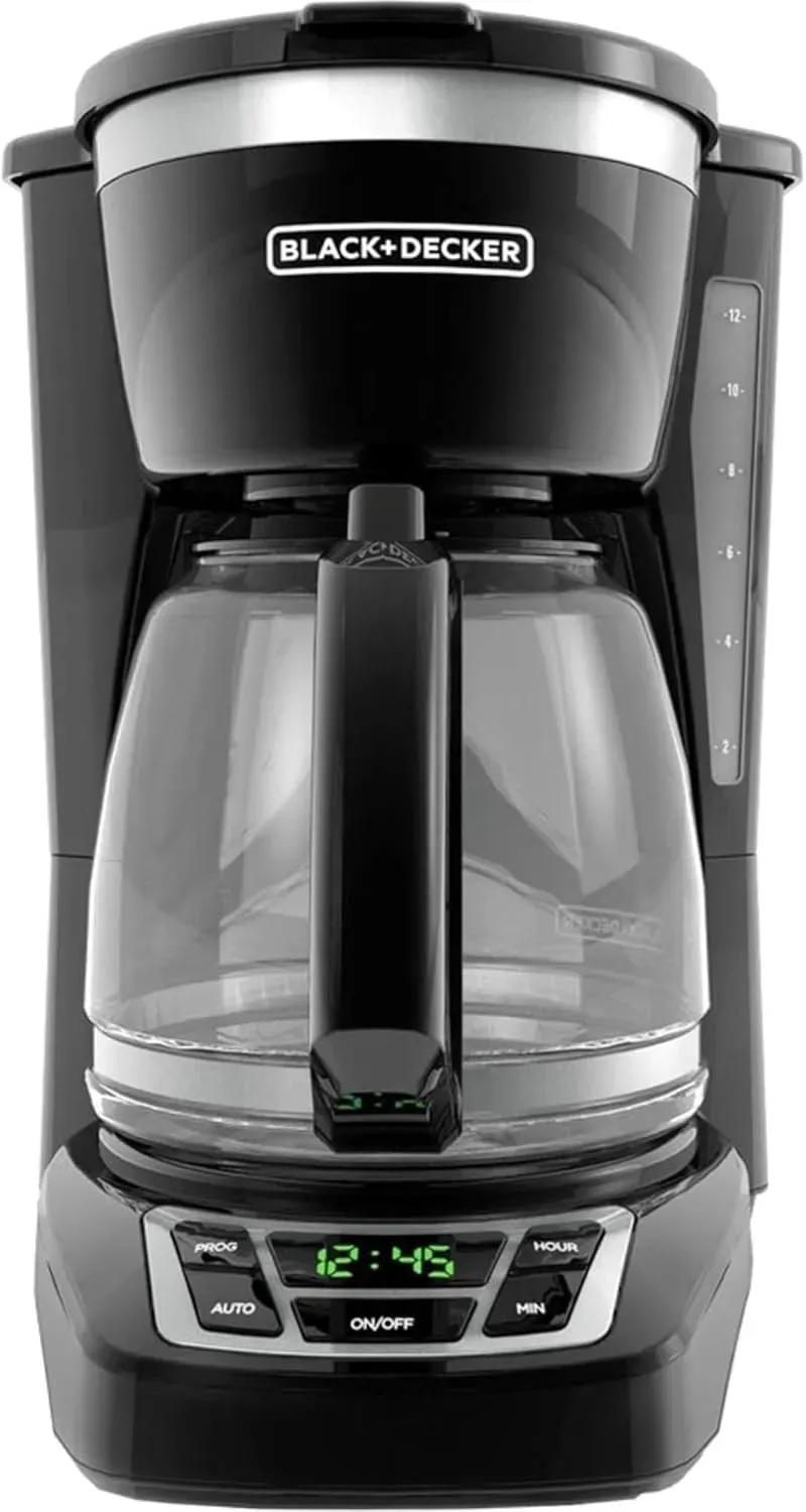 BLACK+DECKER 12-Cup Digital Coffee Maker CM1160B with glass carafe and digital display