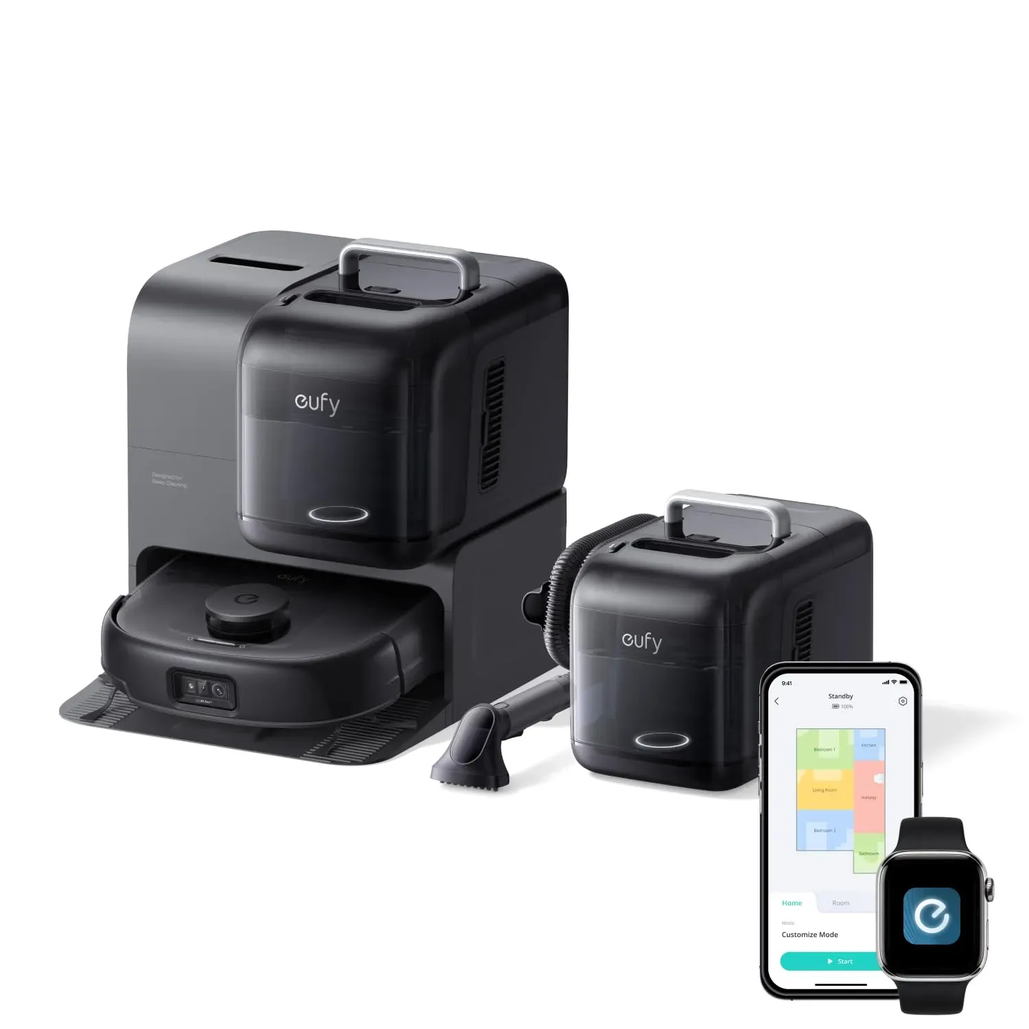 Eufy Omni E28 robot vacuum with detachable carpet cleaner and multifunctional station