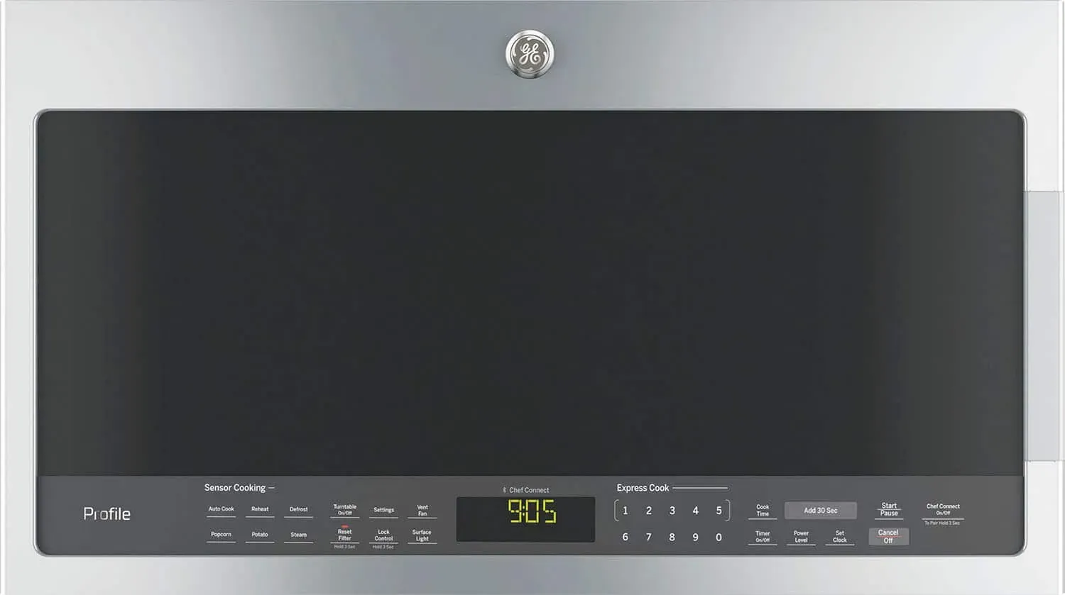GE Profile 2.2 cu ft Smart Over-the-Range Microwave installed above stove