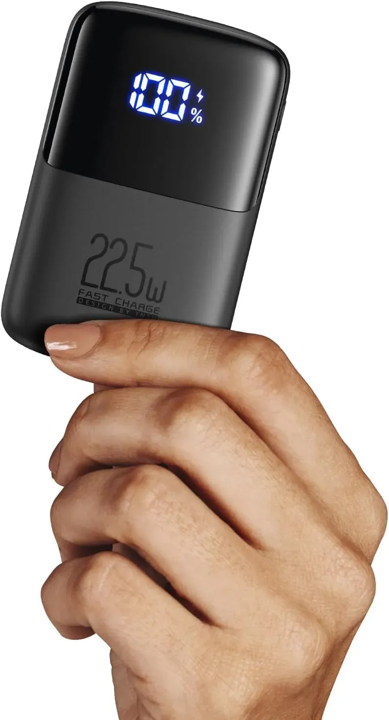 INIU B41 10000mAh power bank showing compact design and built-in phone holder