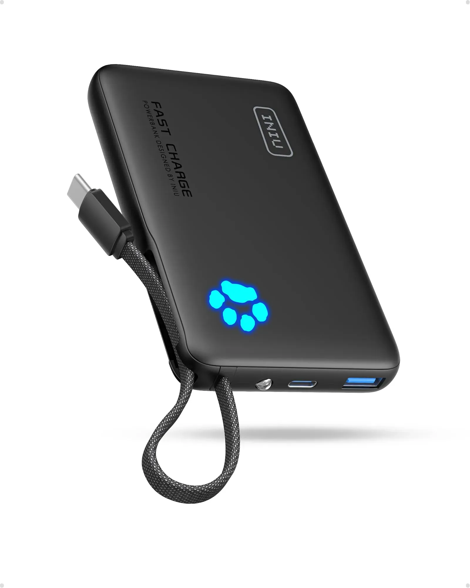 INIU Pawsible P41L-E2 power bank with integrated USB-C cable
