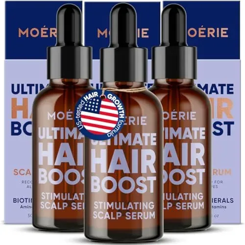 MOERIE Ultimate Hair Growth Serum with natural vegan ingredients and fulvic acid