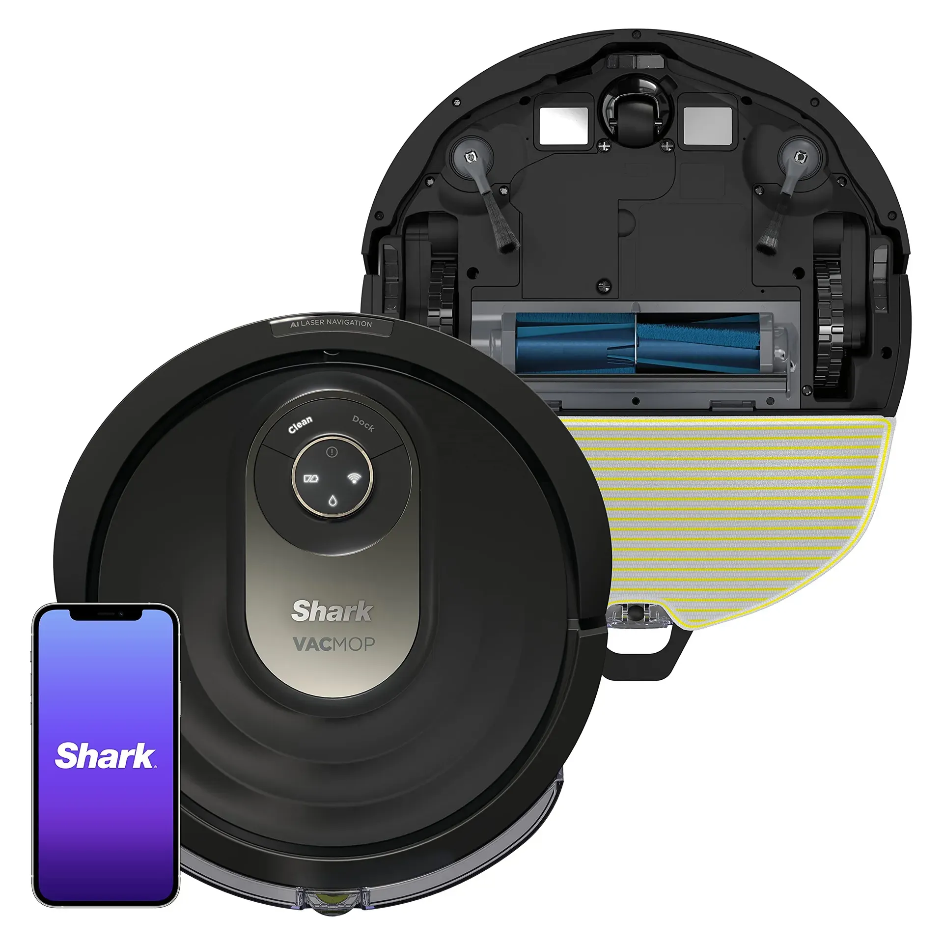 Shark AI VACMOP 2-in-1 with sonic mopping pads and self-emptying base