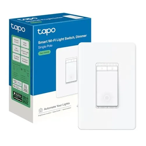 TP-Link Tapo S505D Smart Wi-Fi Light Switch Dimmer installed on wall