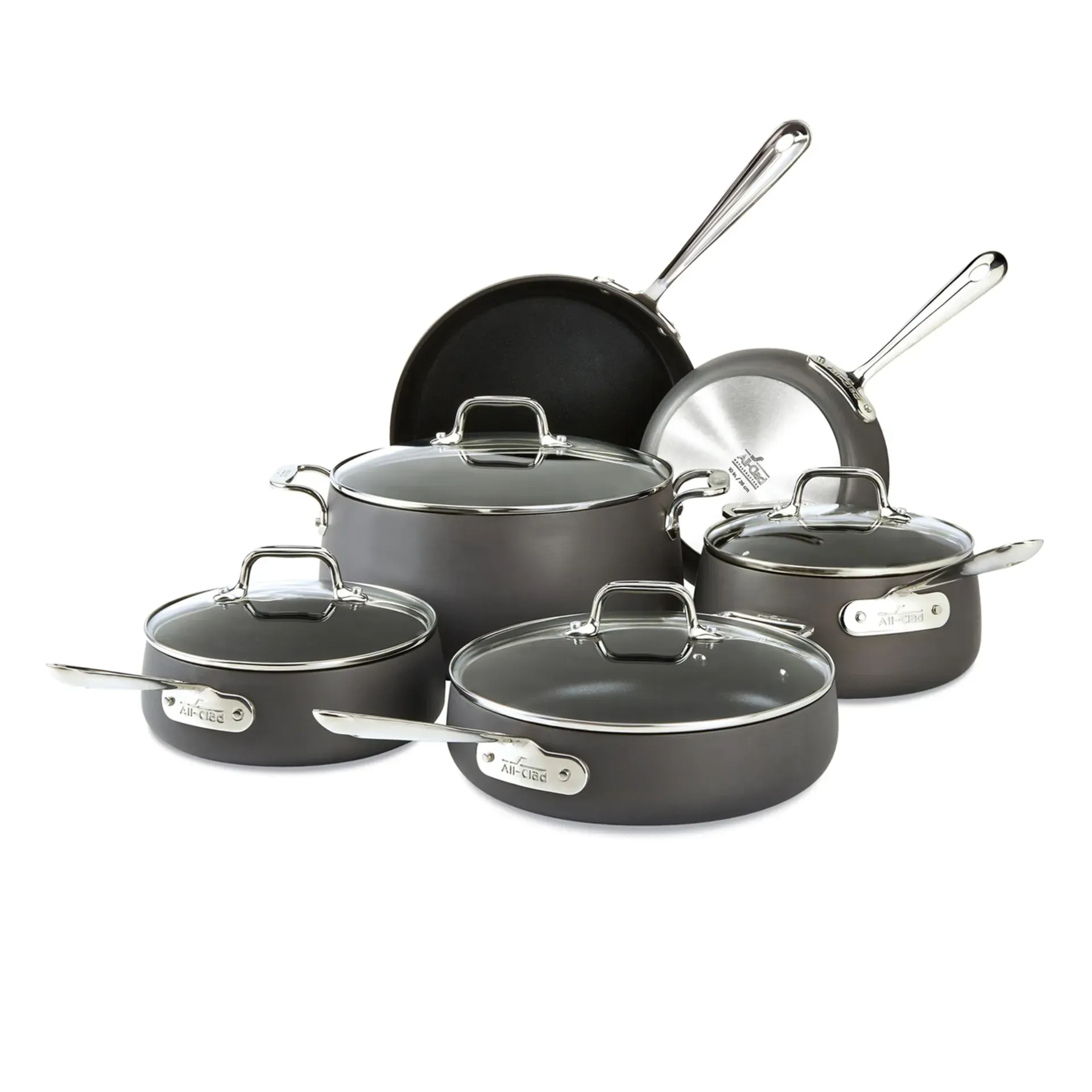 All-Clad HA1 Hard Anodized 10-Piece Nonstick Cookware Set with black finish