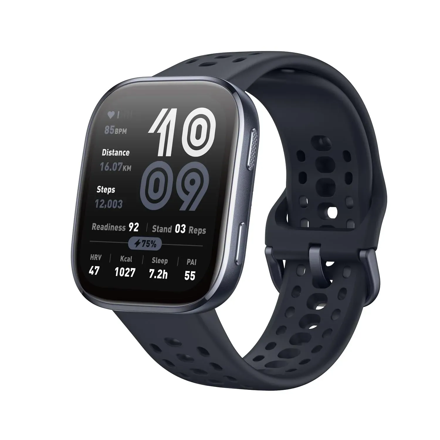 Amazfit Bip 6 smartwatch with AMOLED display showing offline navigation maps