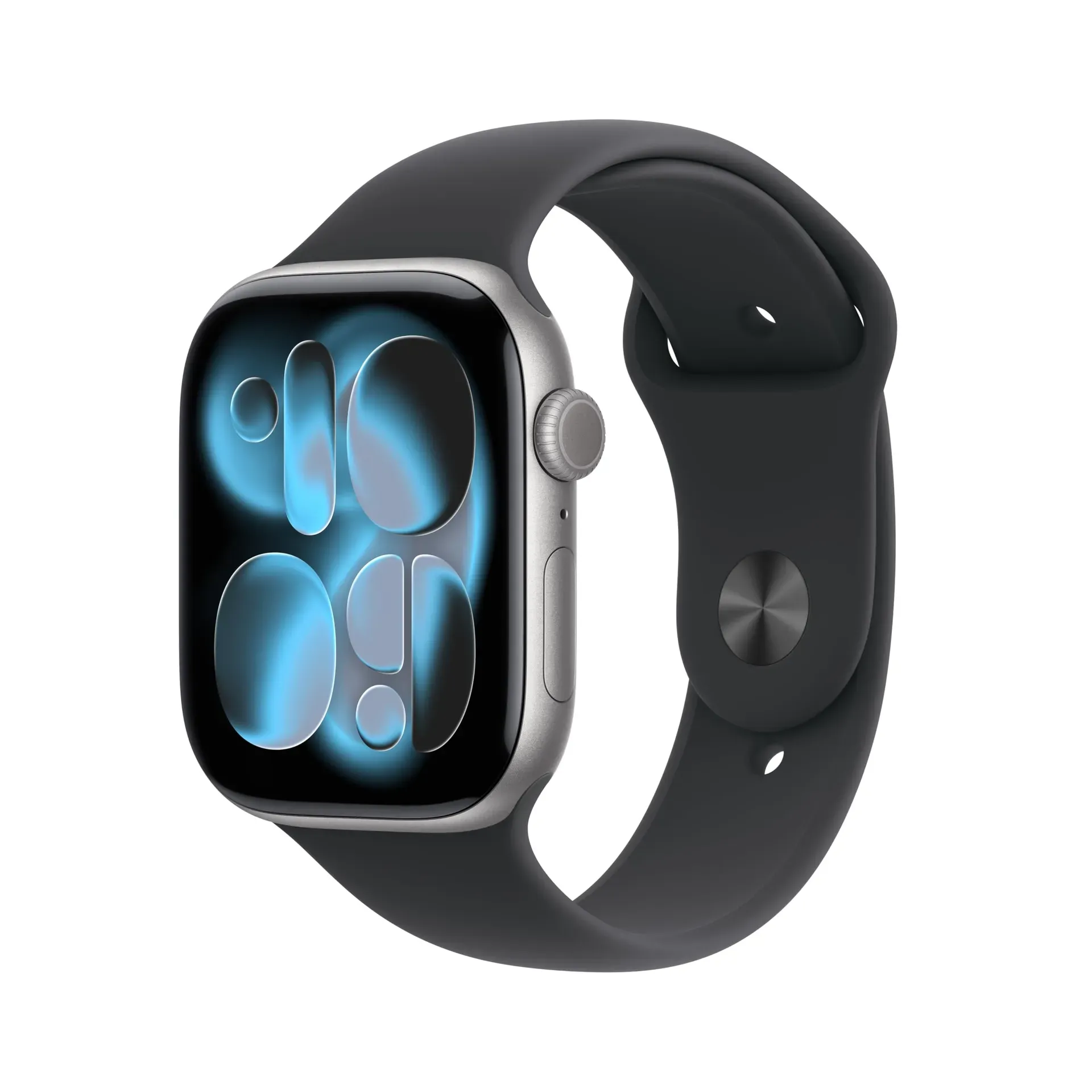 Apple Watch Series 11 GPS 46mm with aluminum case showing health metrics on display