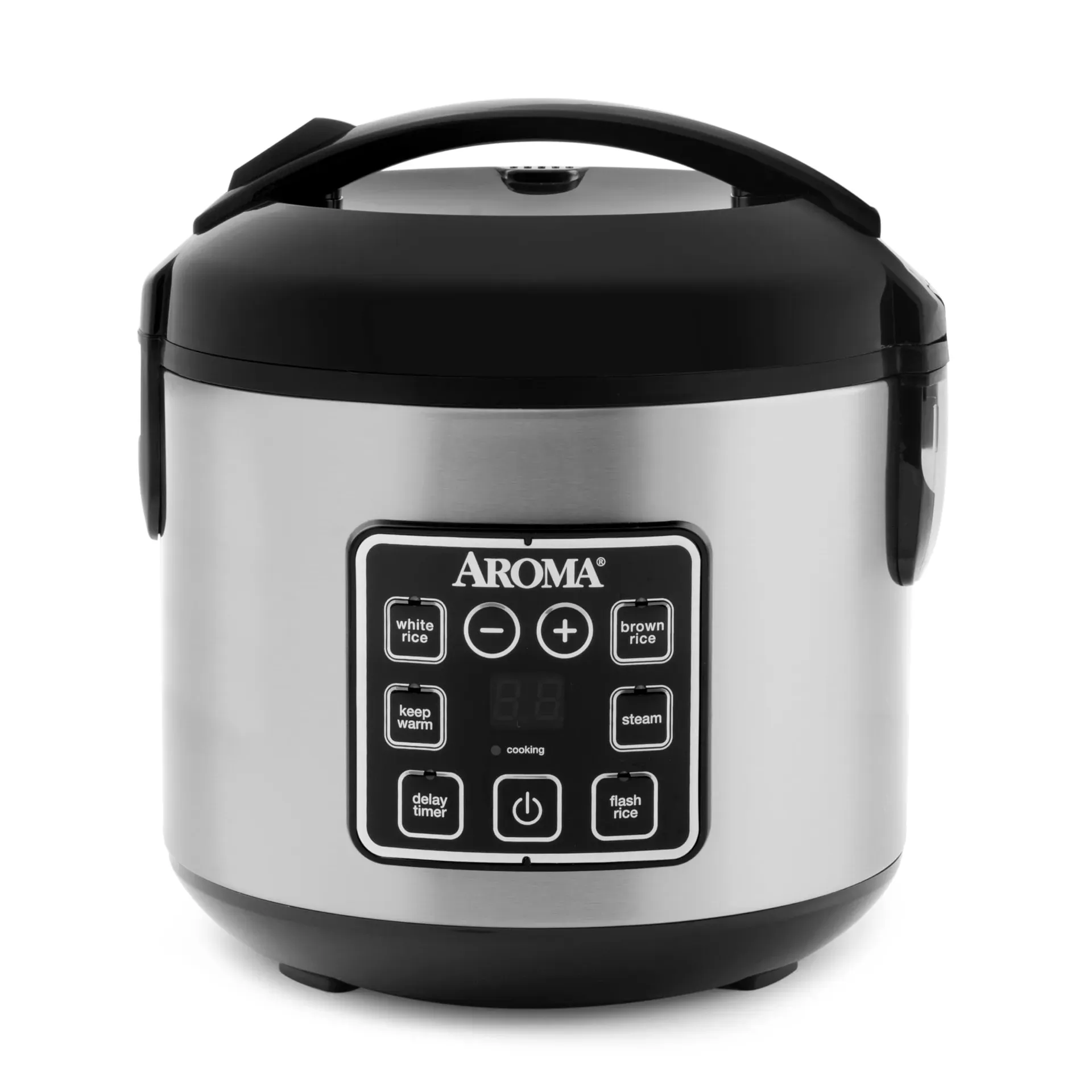 AROMA ARC-914SBD digital rice cooker with stainless steel exterior and digital controls
