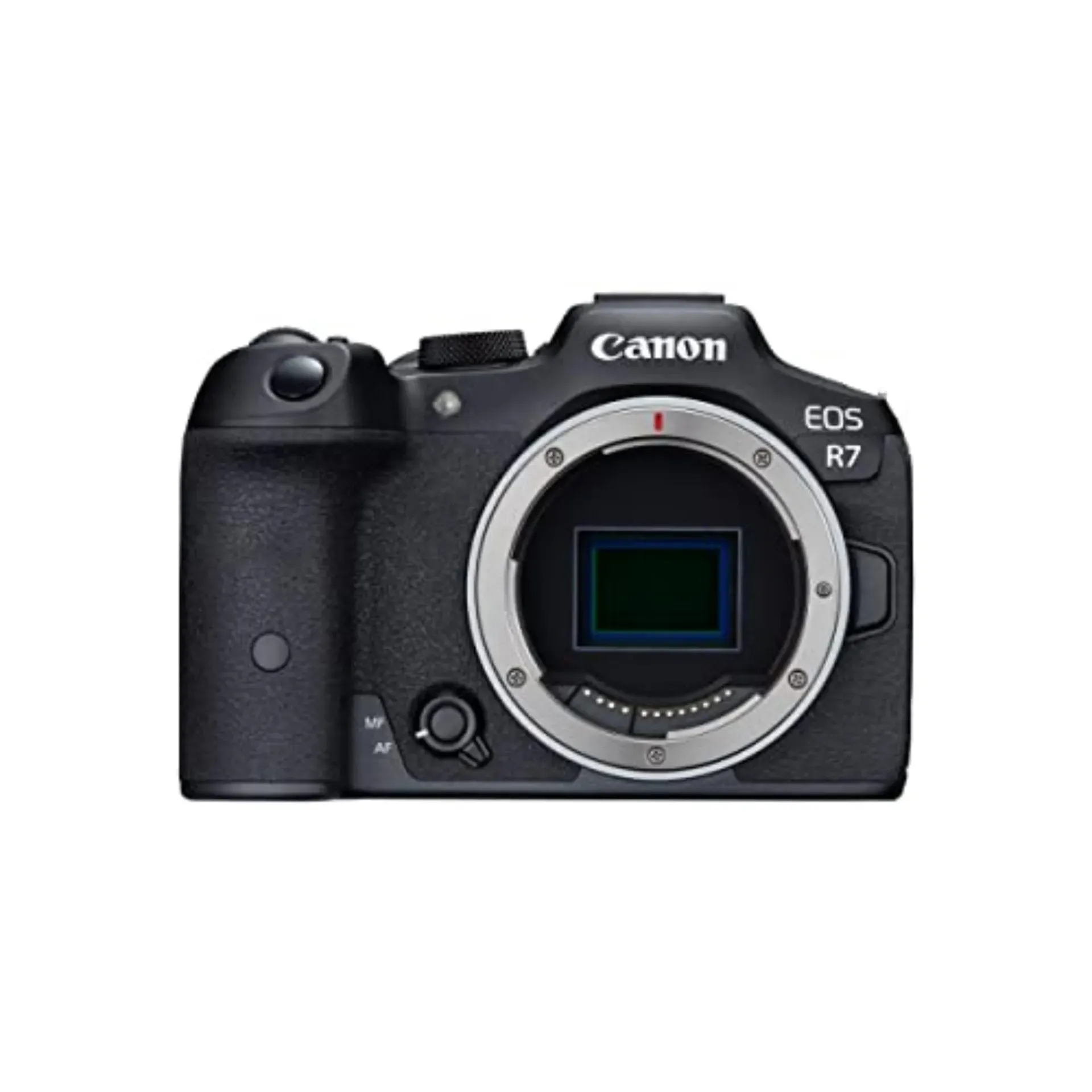 Canon EOS R7 Mirrorless Camera Body angled view