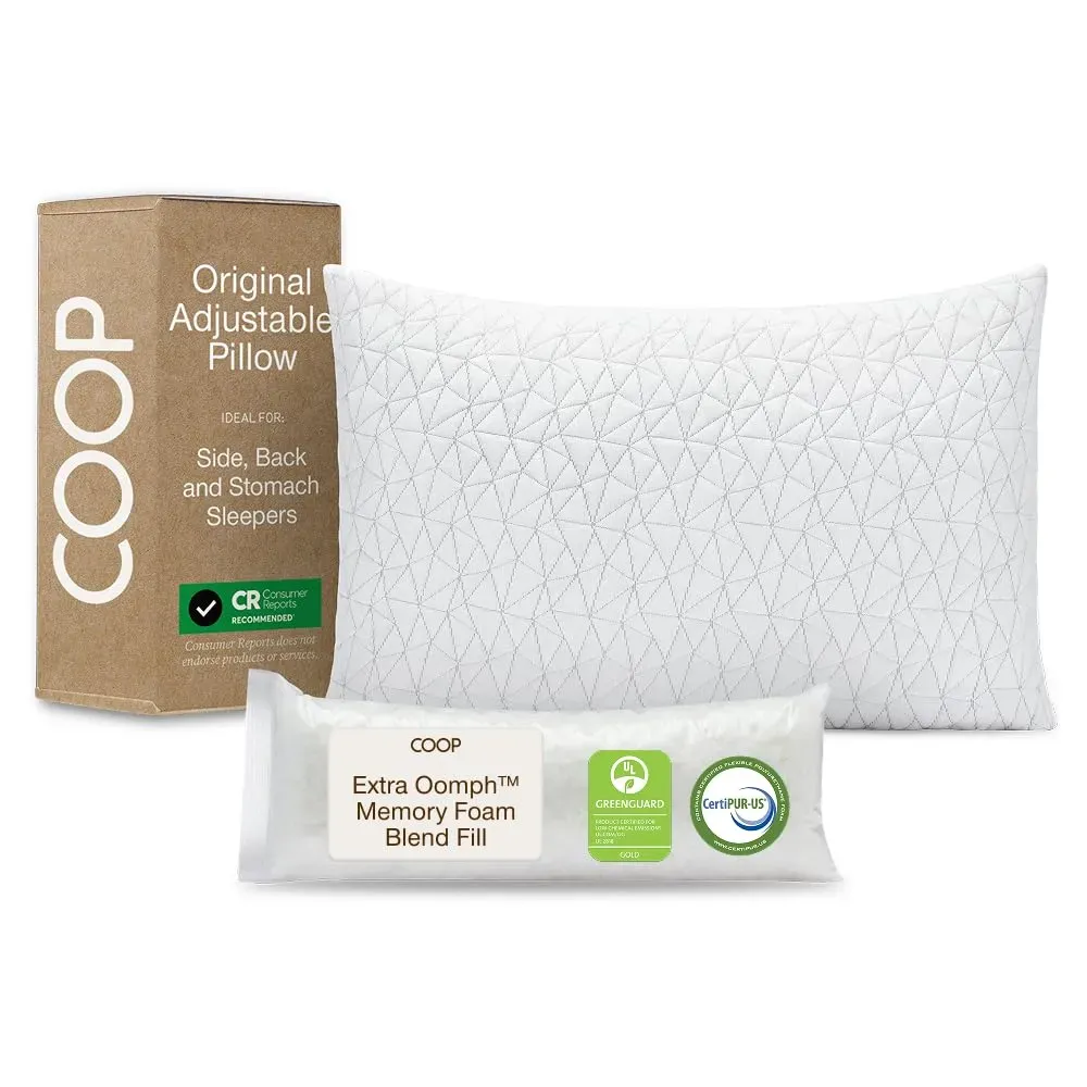 Coop Home Goods Original Adjustable Pillow with cross-cut memory foam fill