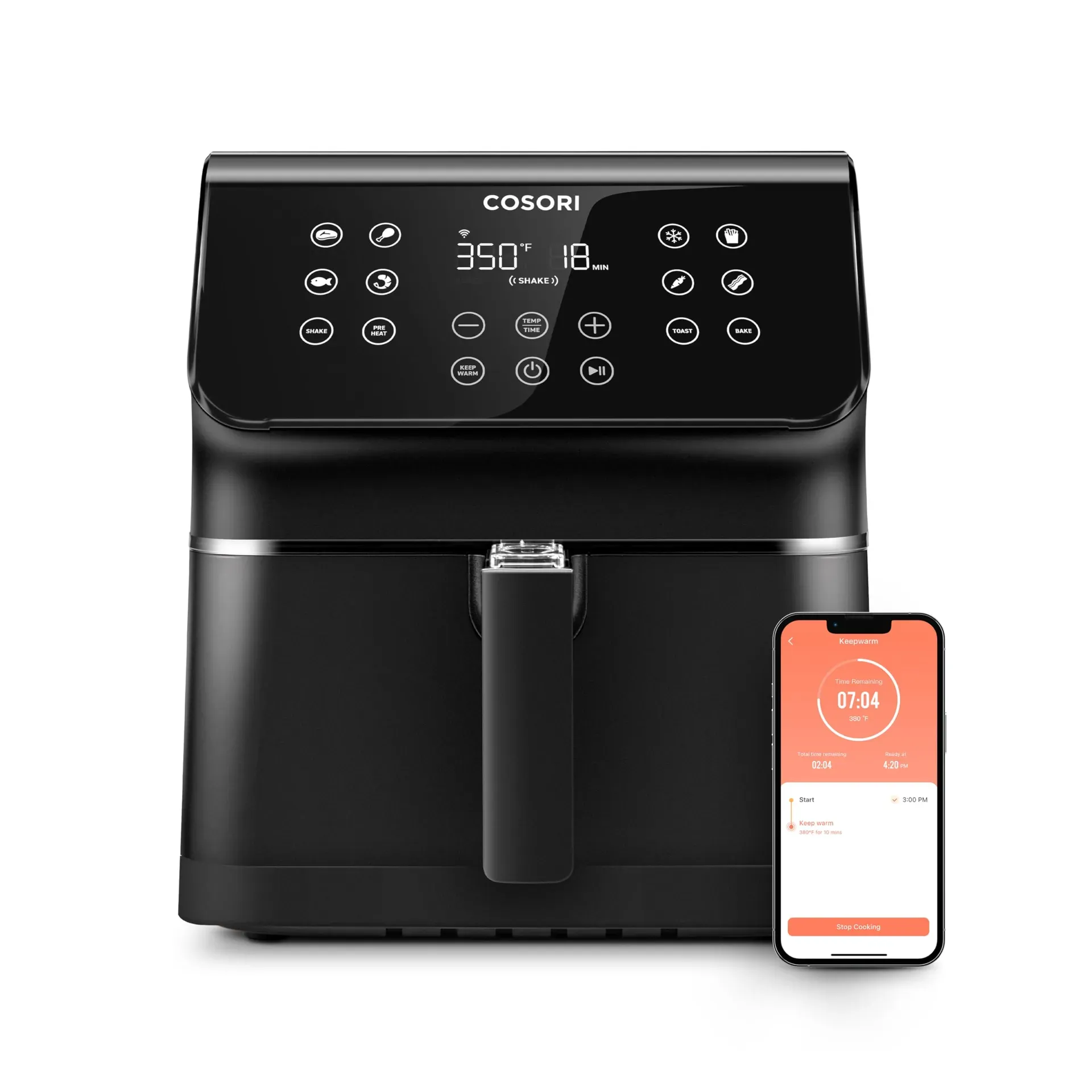 COSORI Pro Smart 5.8-quart air fryer with digital touchscreen and Wi-Fi connectivity