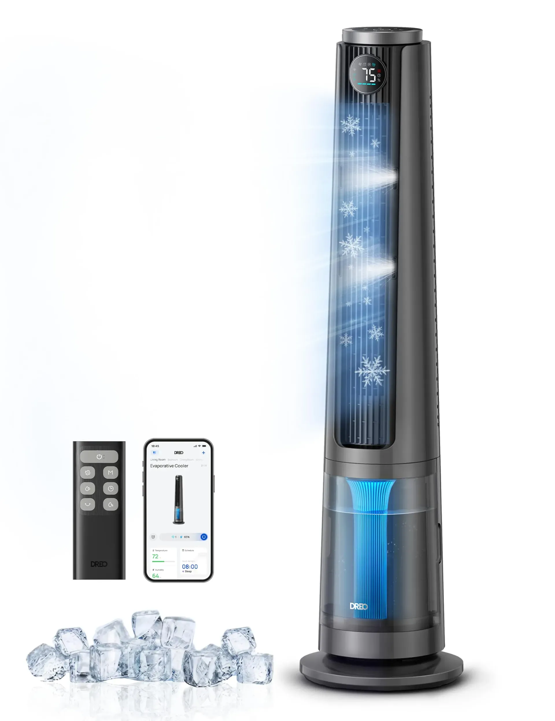 DREO TurboCool Misting Fan 765S tower fan with ultrasonic misting technology for cooling rooms