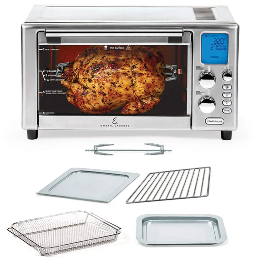 Emeril Lagasse Everyday 360 stainless steel air fryer with 9 cooking functions and accessory bundle