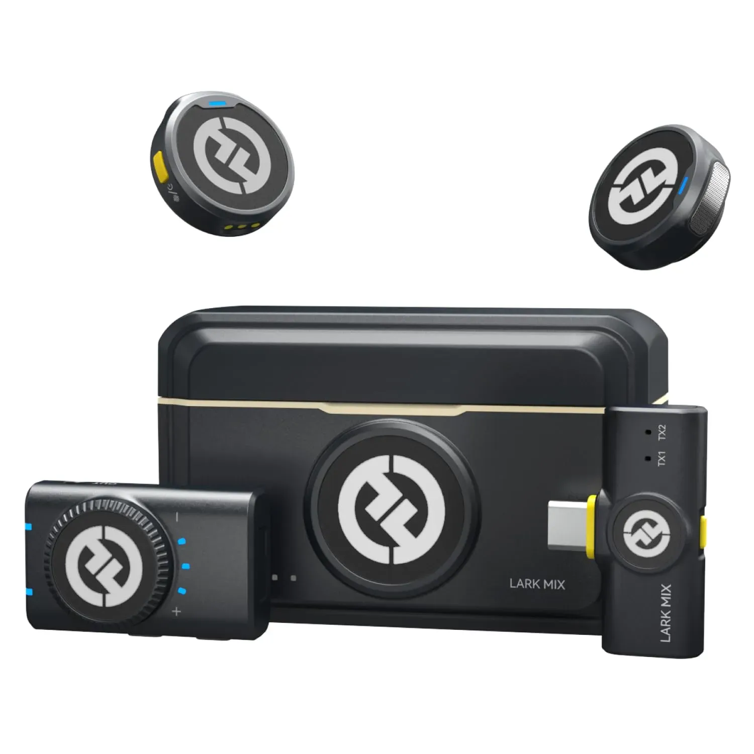 Hollyland Lark M2 wireless microphone system with charging case