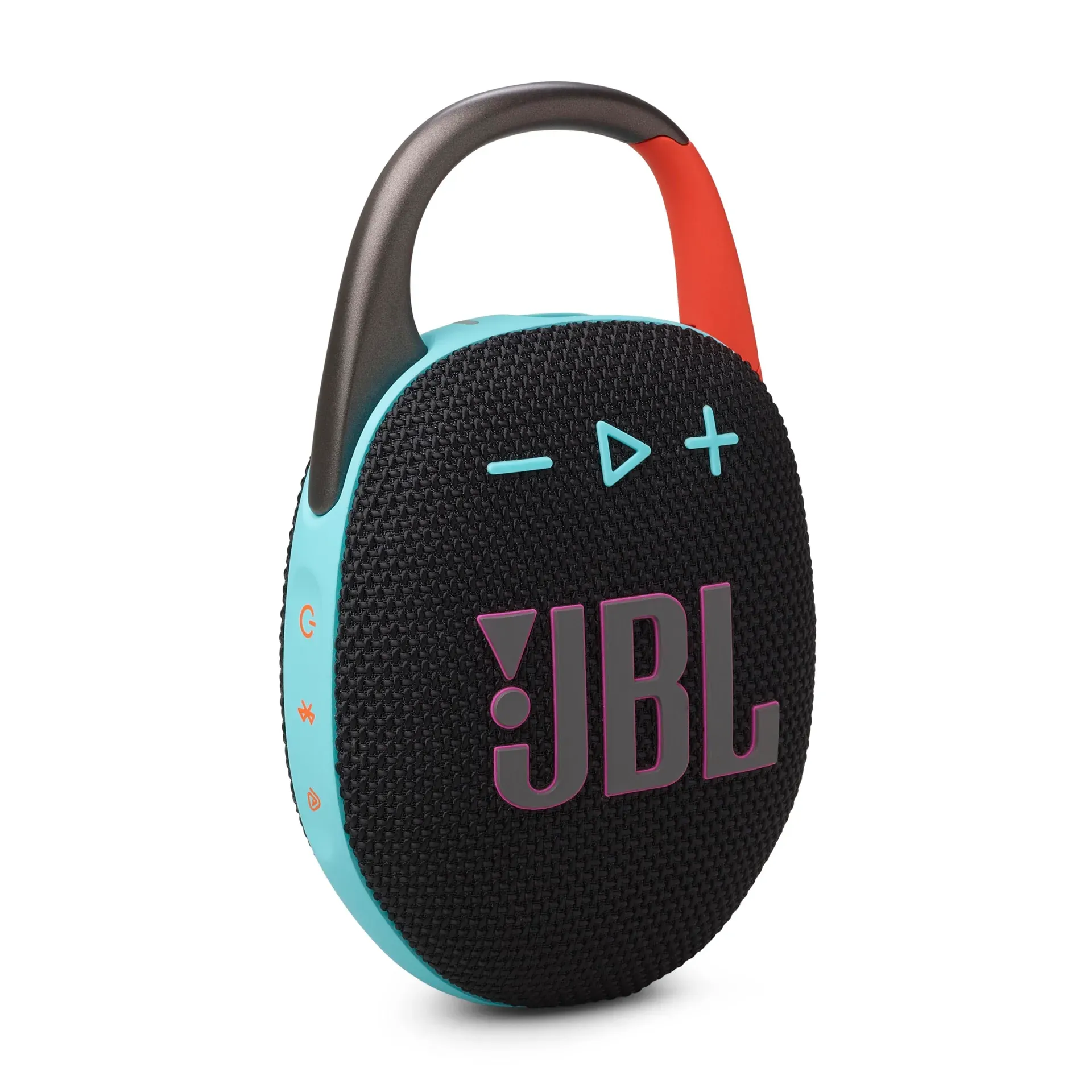 JBL Clip 5 with redesigned integrated carabiner for outdoor attachment