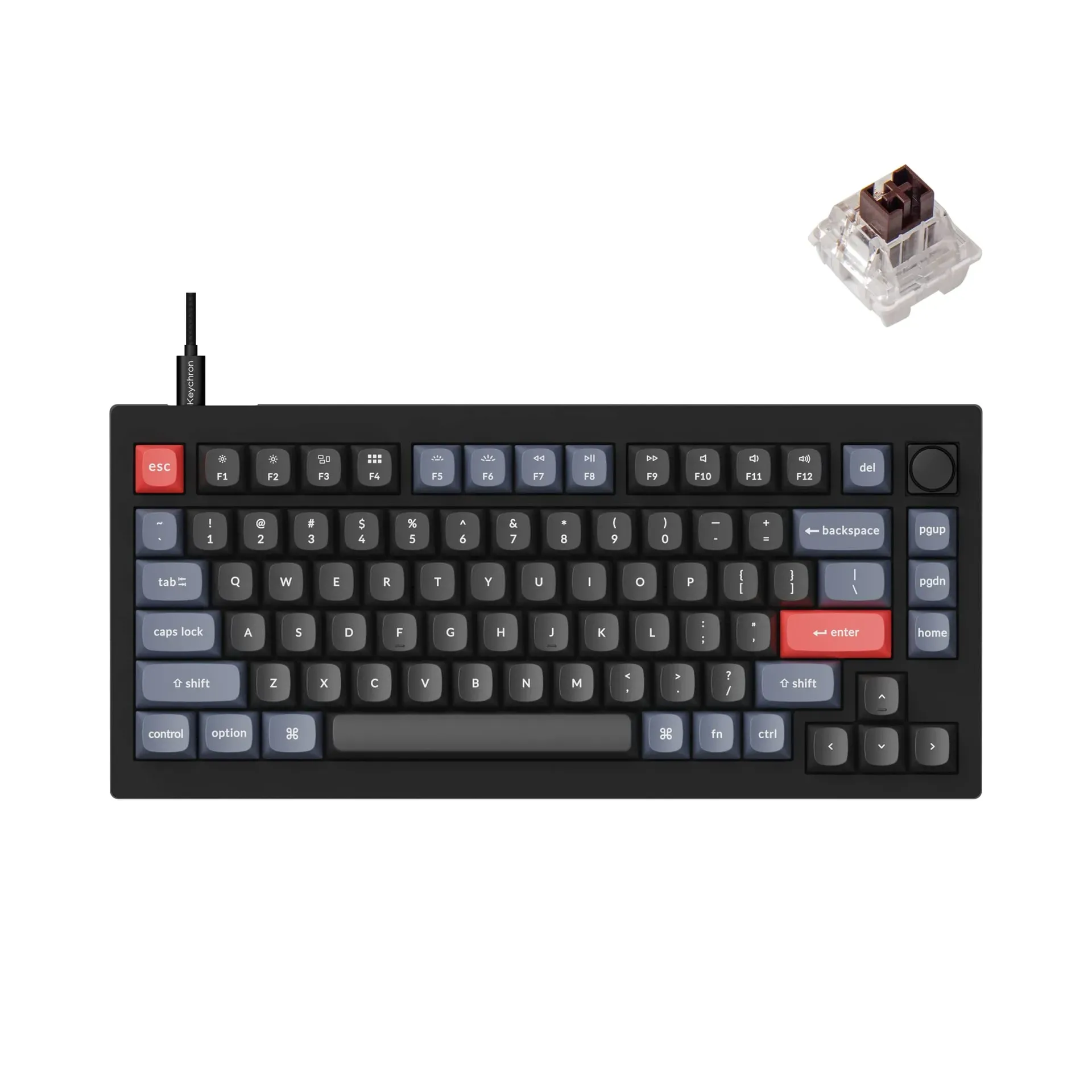 Keychron V1 75% wired mechanical keyboard with south-facing RGB