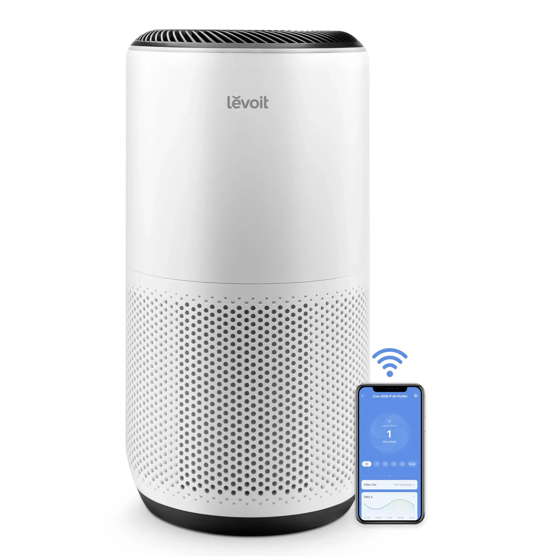 Levoit Core 400S smart WiFi air purifier with laser particle sensor display