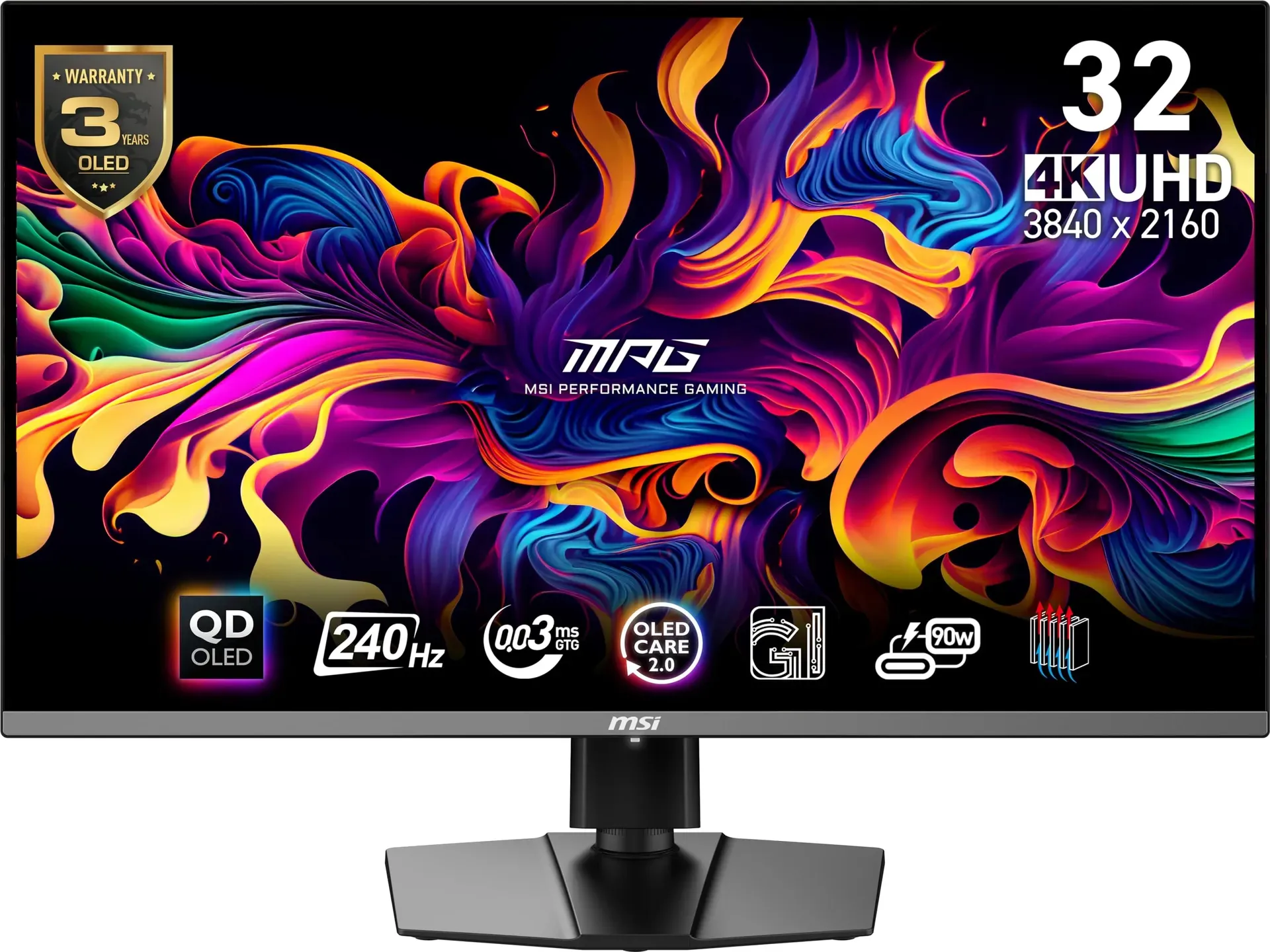 MSI MPG 321URX QD-OLED 32-inch 4K UHD gaming monitor with vibrant colors