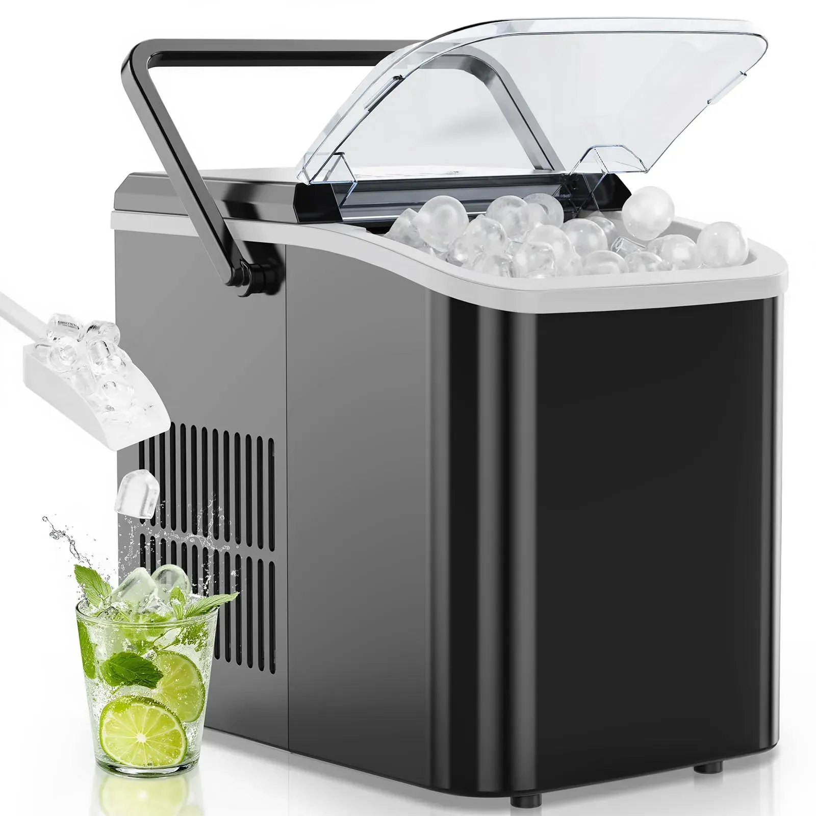 OLIXIS Countertop Ice Maker with Self-Cleaning on kitchen counter