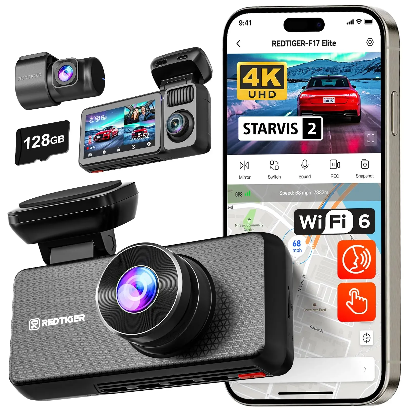REDTIGER F17 Elite large 3.18-inch touchscreen and triple camera setup