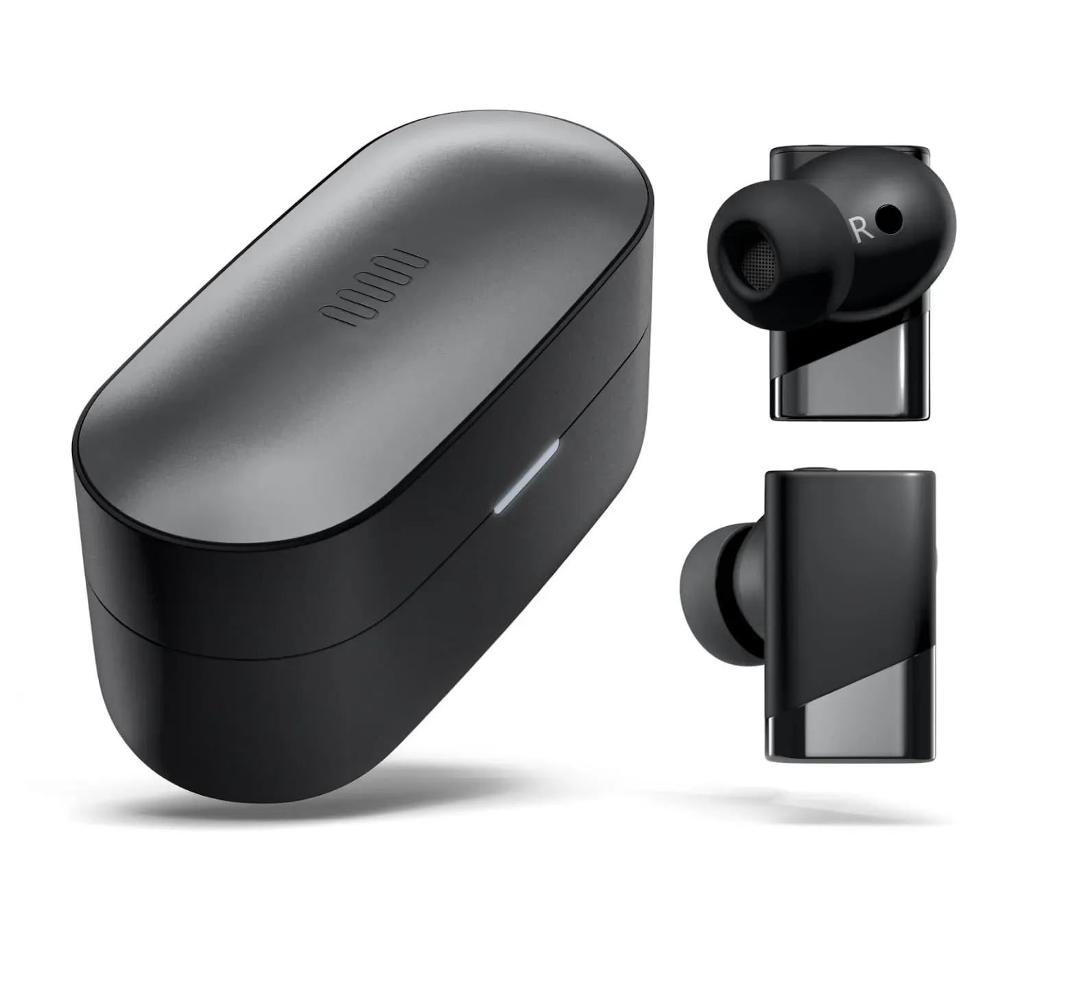 Status Pro X wireless earbuds black alloy finish with charging case