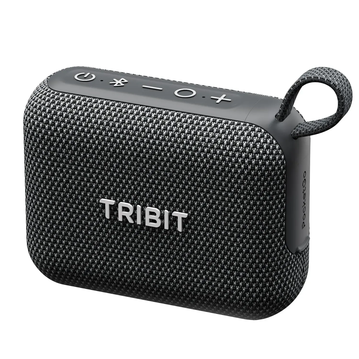 Tribit PocketGo waterproof Bluetooth speaker with clip attachment for outdoor use