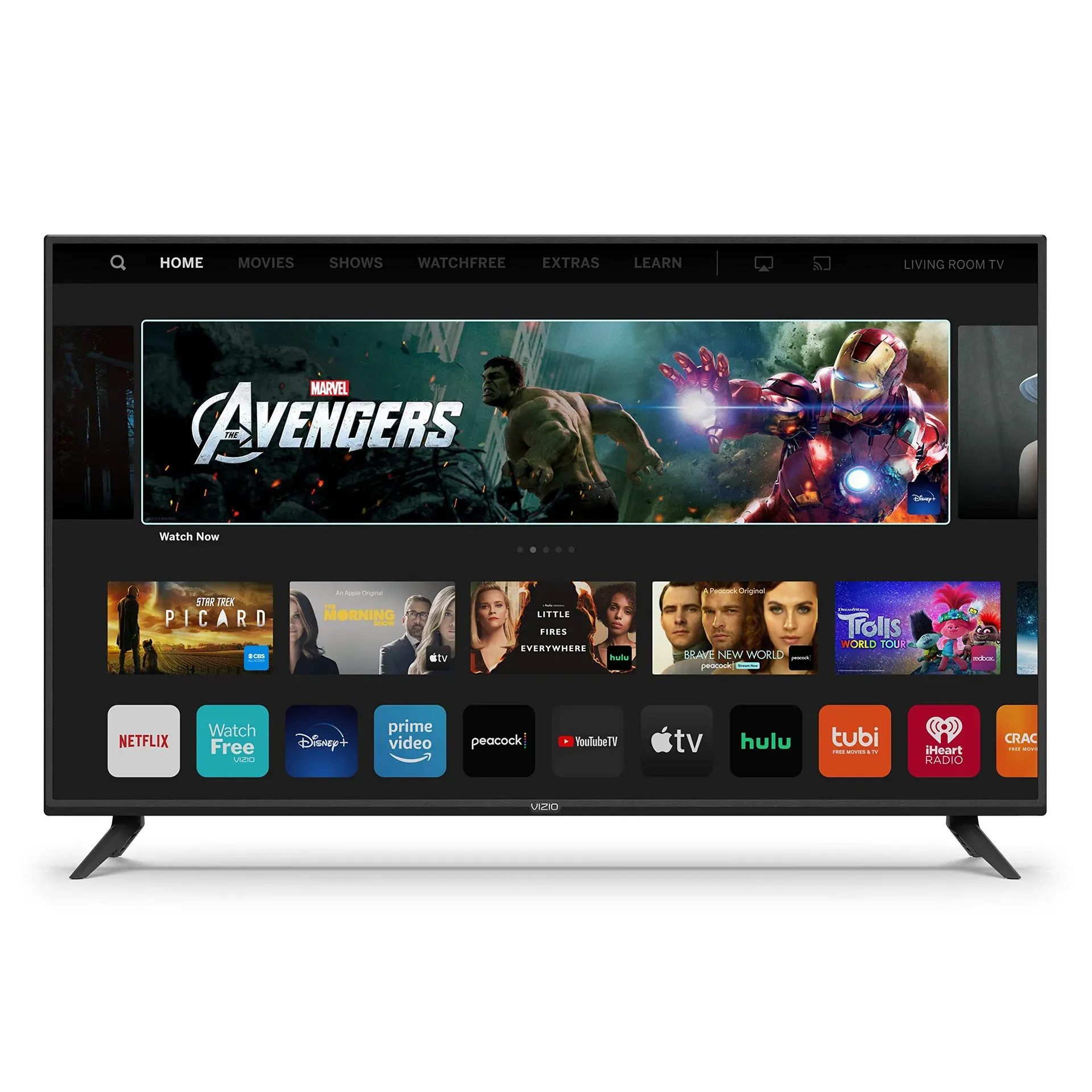 VIZIO V-Series 43-inch 4K Smart TV angled view showing slim bezel design