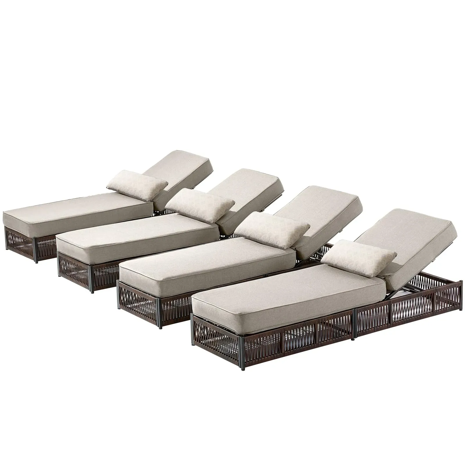 ACTREST Luxury Outdoor Chaise Lounge Chair with 5-inch thick memory foam cushions on a patio