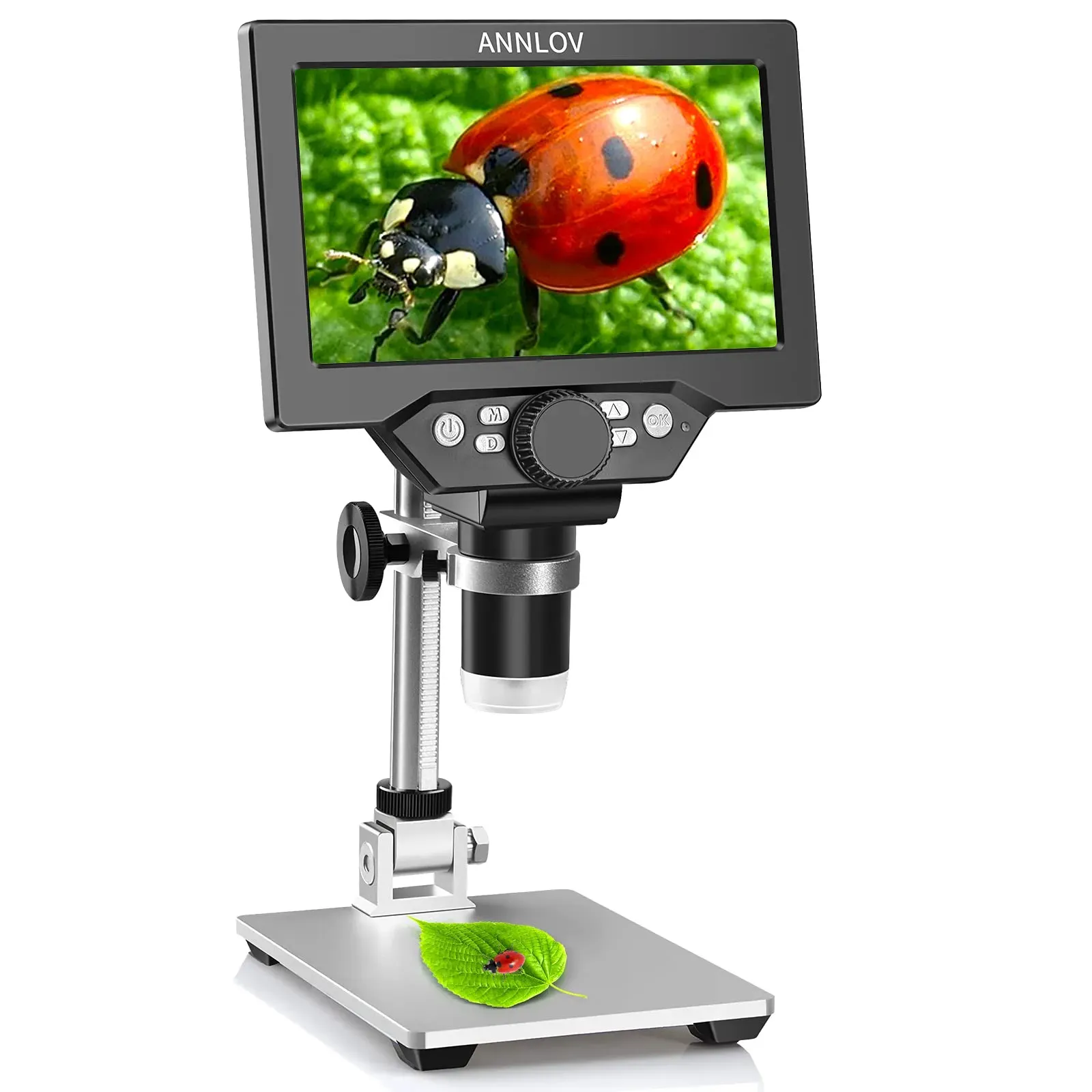 ANNLOV 7 inch LCD digital microscope 1200X with all-metal stand for beginners