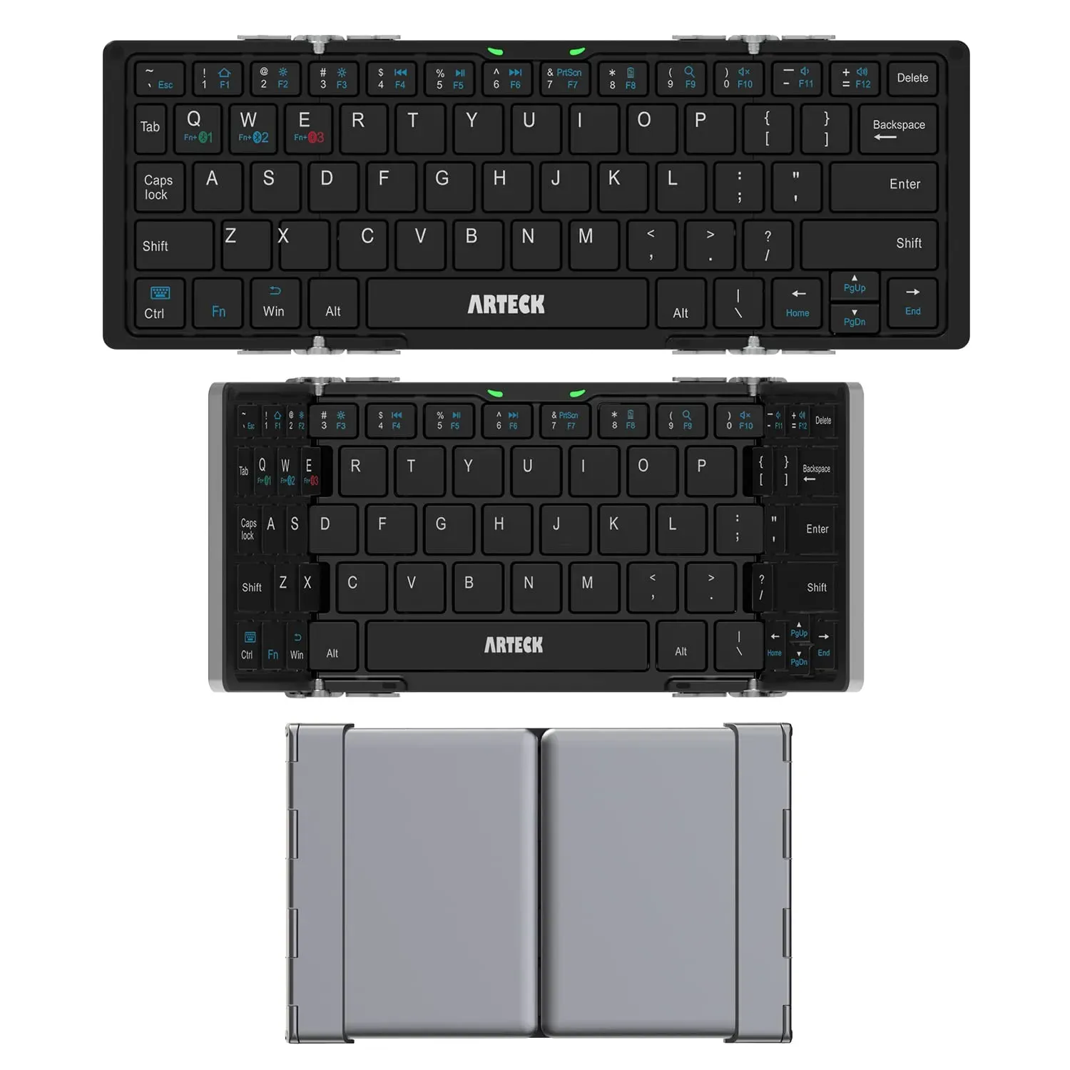 Arteck HB066 foldable bluetooth keyboard with aluminum body on desk