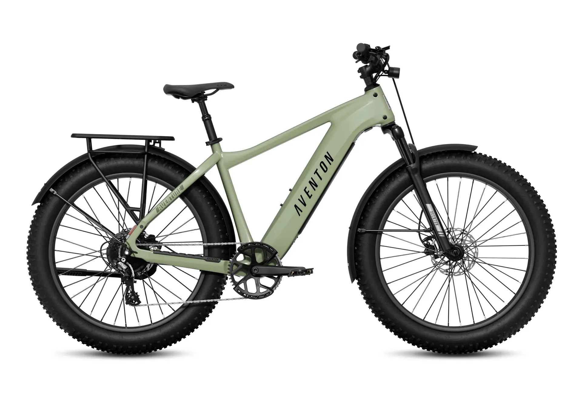 Aventon Aventure 3 fat tire electric bike tackling rugged off-road trail terrain