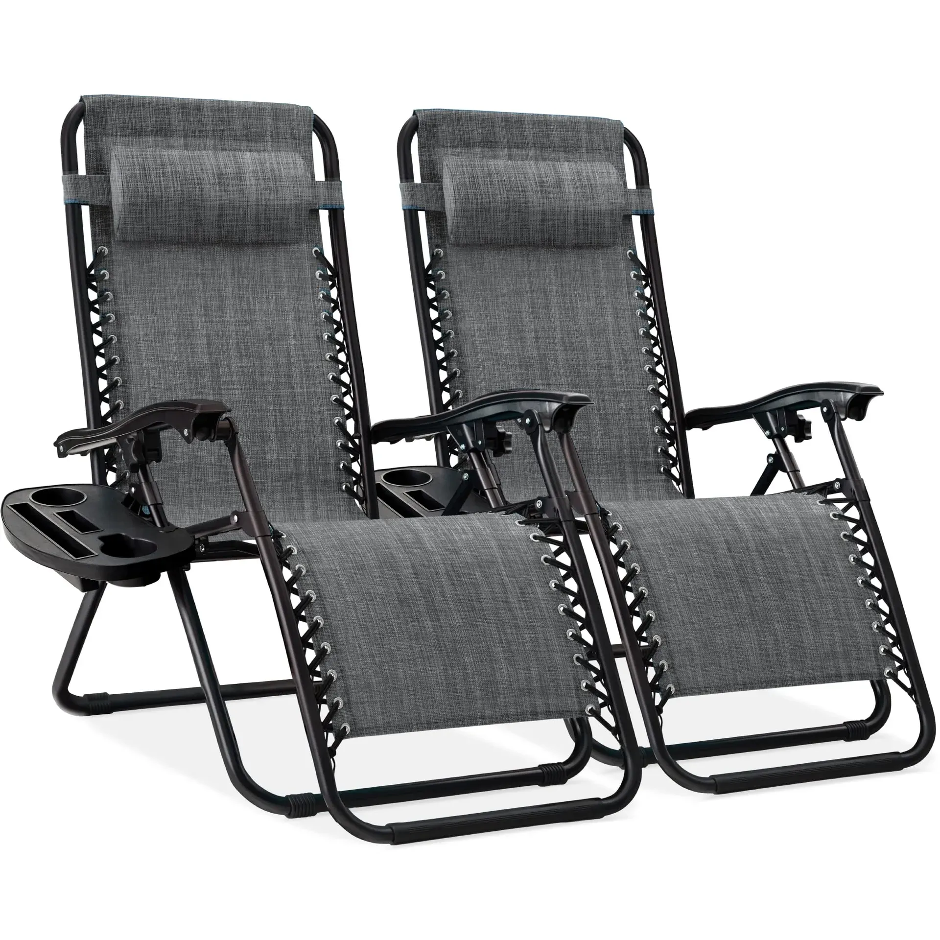 Best Choice Products zero gravity lounge chair set of 2 in black on a patio