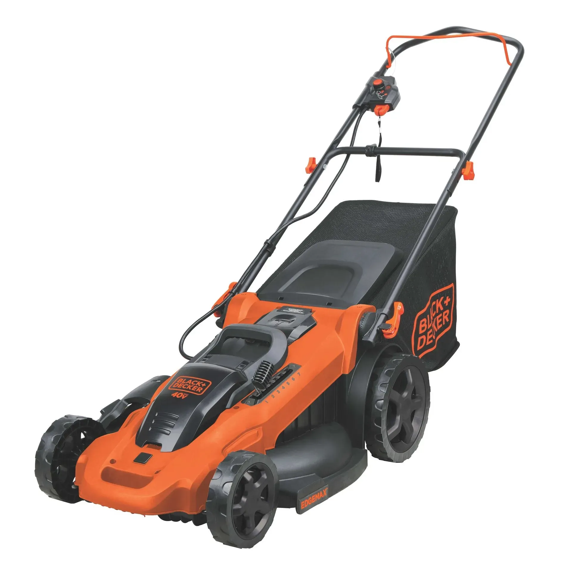 Black and Decker 40V Max 20-inch cordless lawn mower on small yard