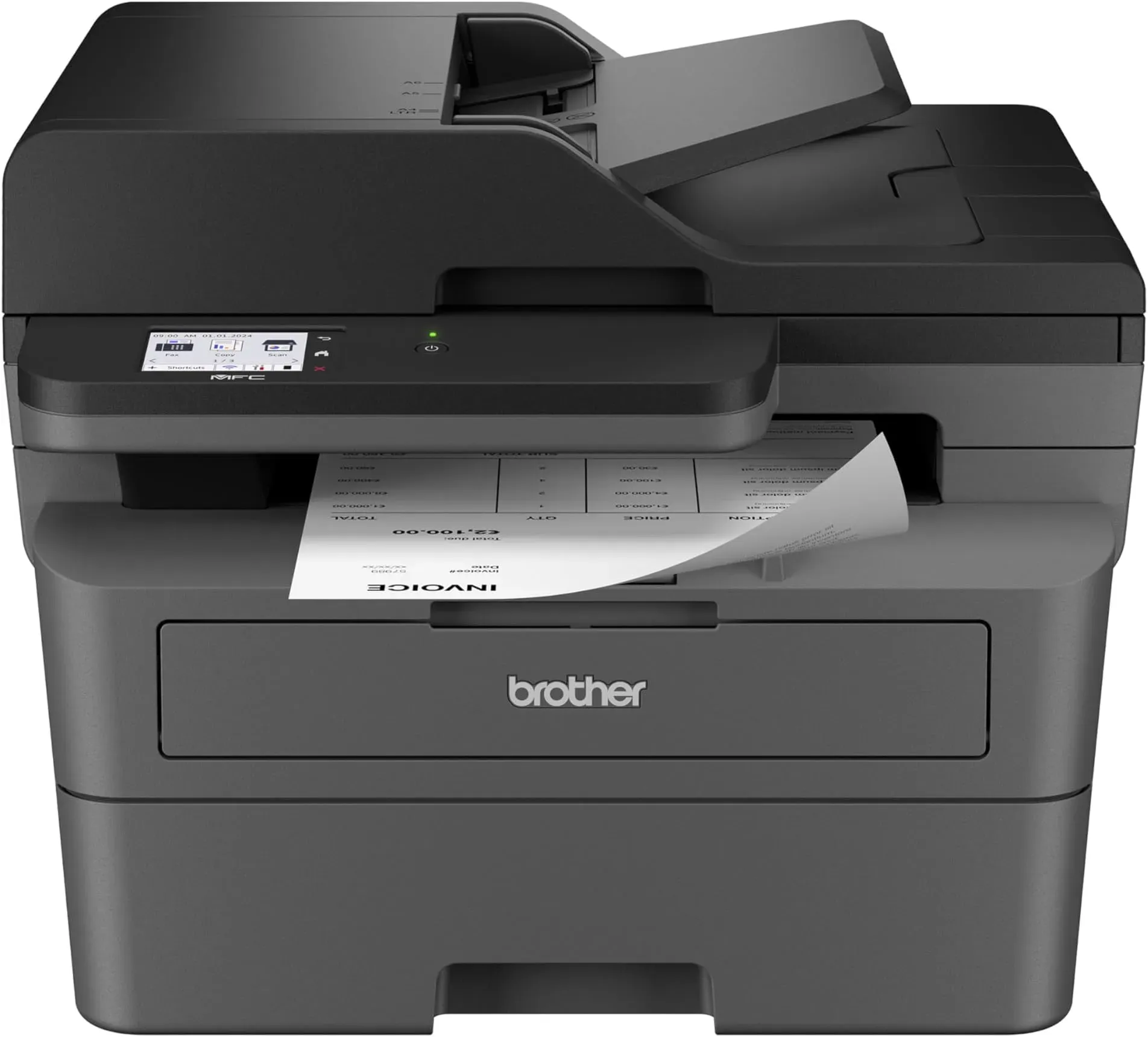 Brother MFC-L2820DW wireless compact monochrome all-in-one laser printer with NFC and touchscreen