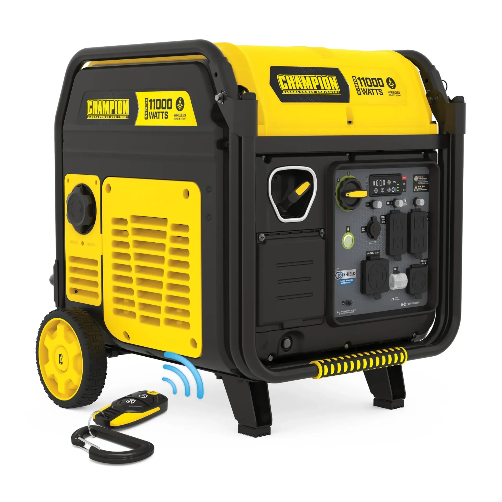Champion 11000-watt tri-fuel portable inverter generator with wireless remote start for home backup