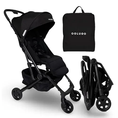 Colugo Compact Plus travel stroller with one-hand auto-fold and included backpack carry bag for air travel