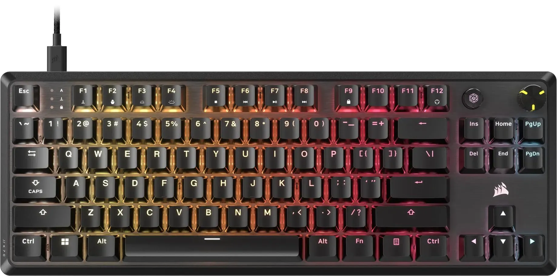 Corsair K70 CORE TKL RGB tenkeyless mechanical gaming keyboard with rotary dial and per-key backlighting