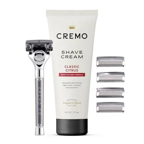 Cremo Original Shave Gift Set with Impossibly-Slick Shaving Cream and Chrome Barber Grade Razor